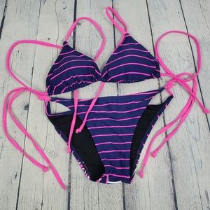RED DRAGON | striped tie up swim bathing suit triangle bikini